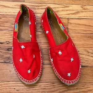 Ubuntu Life Red Cactus Embroidered Canvas Espadrilles Women's Size 7 Summer